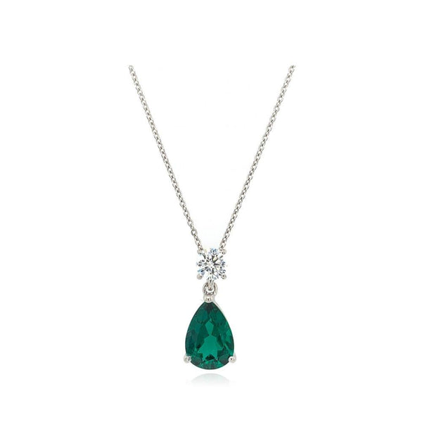 9ct White Gold Lab Created Emerald Necklace