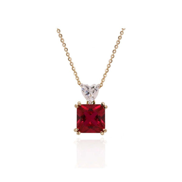 9ct Gold Lab Created Ruby and CZ Necklace