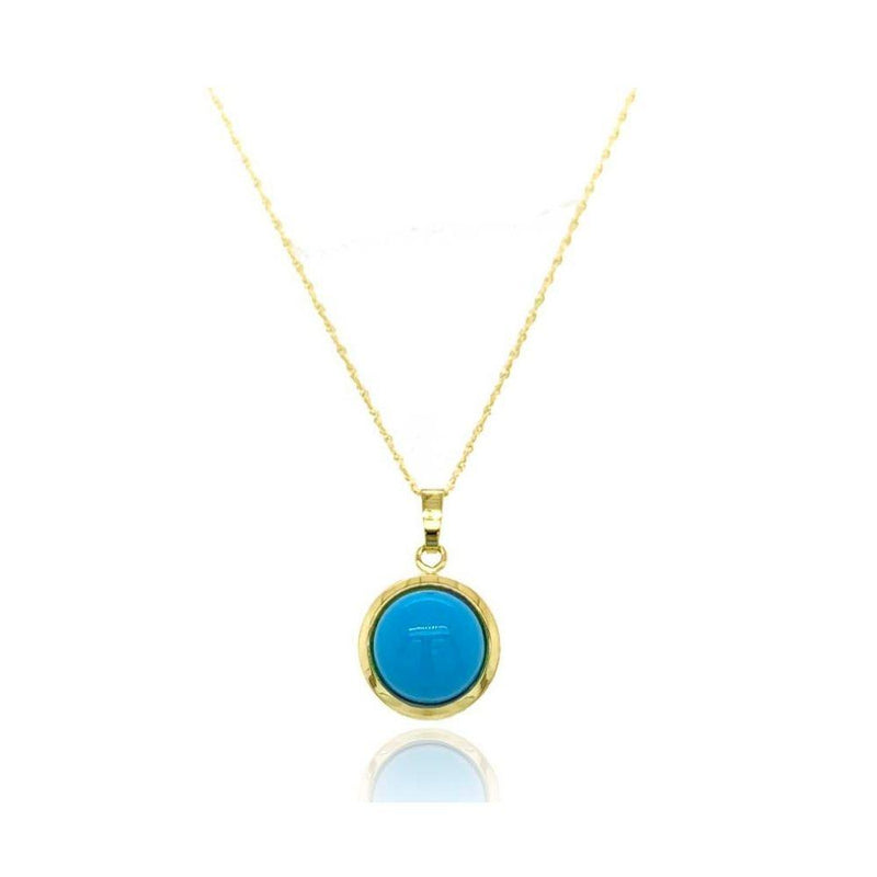 9ct Gold Turquoise Domed Necklace
