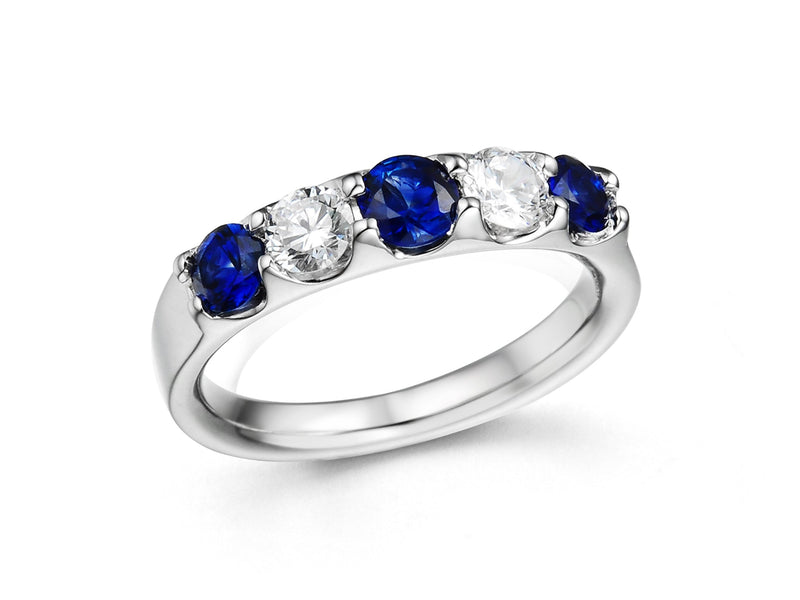 Platinum 0.40ct Diamond & 0.90ct Sapphire Ring