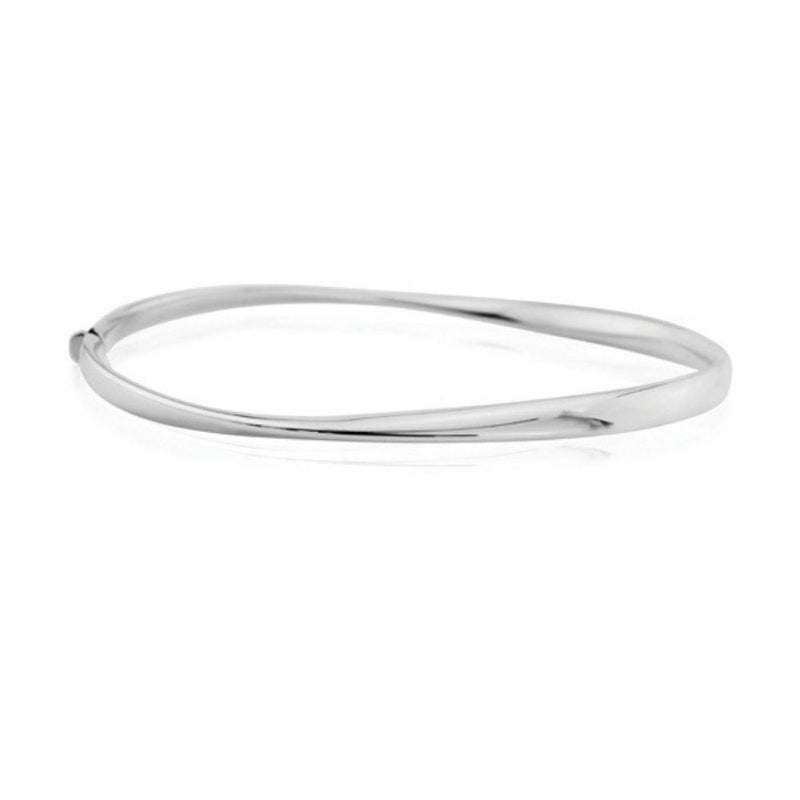 9ct White Gold Twisted Narrow Bangle