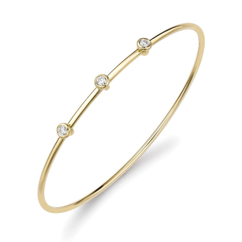 18ct Gold 3 Diamonds Rubover Bangle