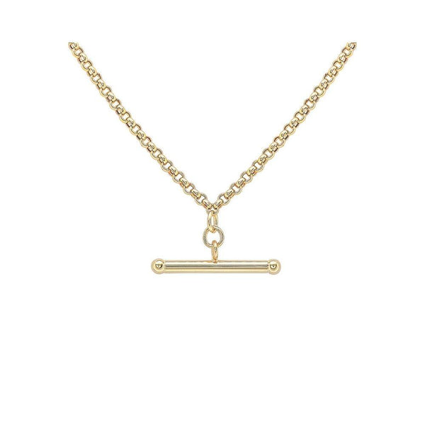 9ct Gold Shaped T-Bar on Curb Link Necklace