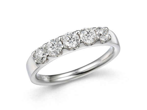 Platinum 5 Stone 0.85ct Diamond Ring
