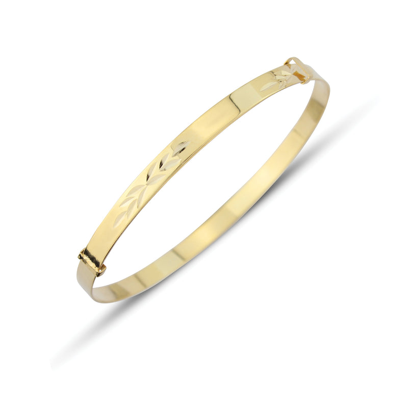 9ct Gold 3mm Patterned Expandable Baby Bangle