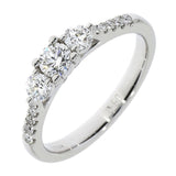 Platinum 0.50ct Three Stones Diamond Ring with 0.10ct Diamond Shoulders