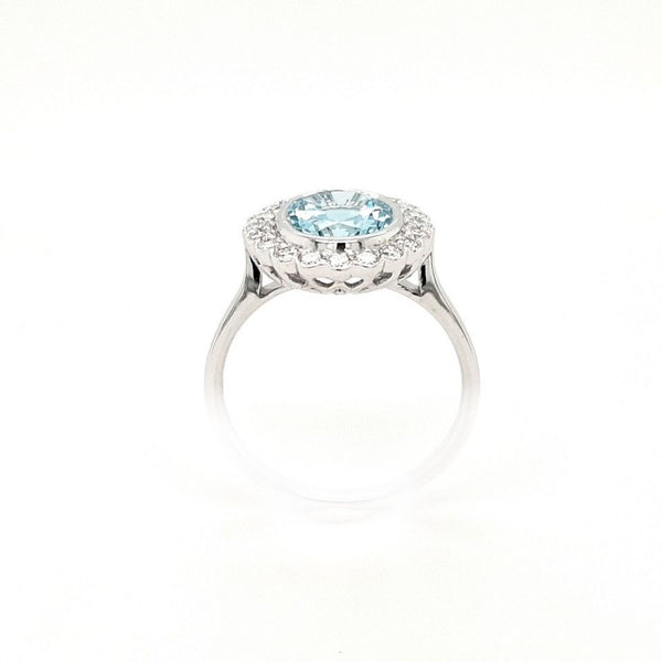 18ct White Gold 0.31ct Aquamarine and 0.43ct Diamond Engagement Ring