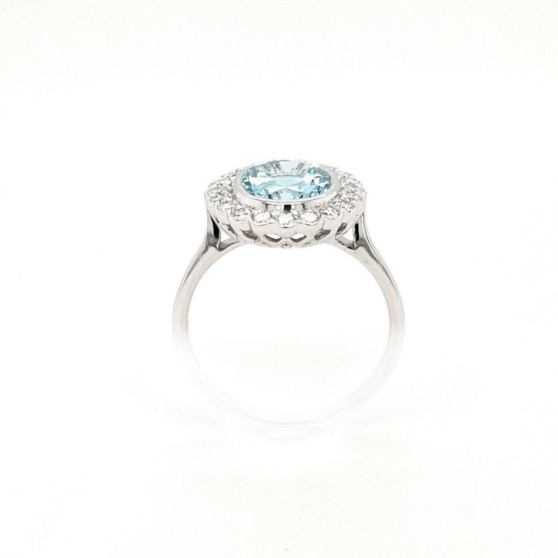 18ct White Gold Diamond & Aquamarine Ring