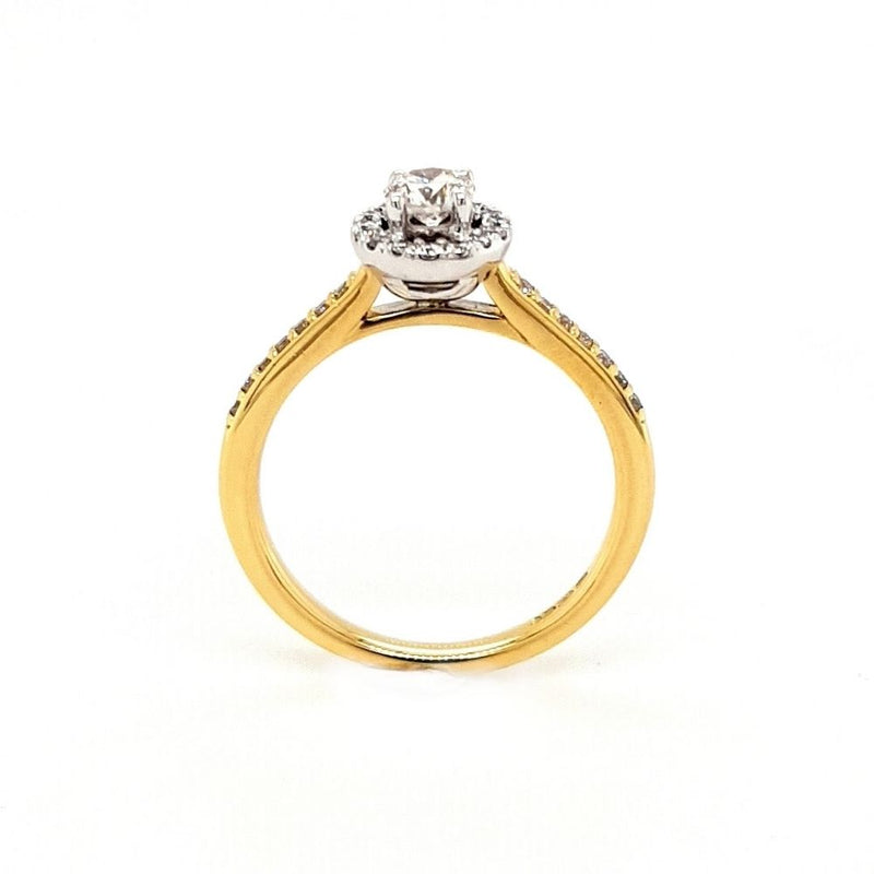 18ct Yellow Gold Round Halo Engagement Ring