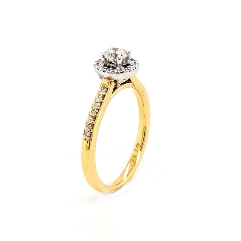 18ct Yellow Gold Round Halo Engagement Ring