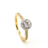 18ct Yellow Gold Round Halo Engagement Ring