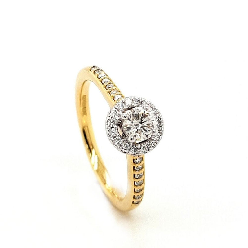 18ct Yellow Gold Round Halo Engagement Ring