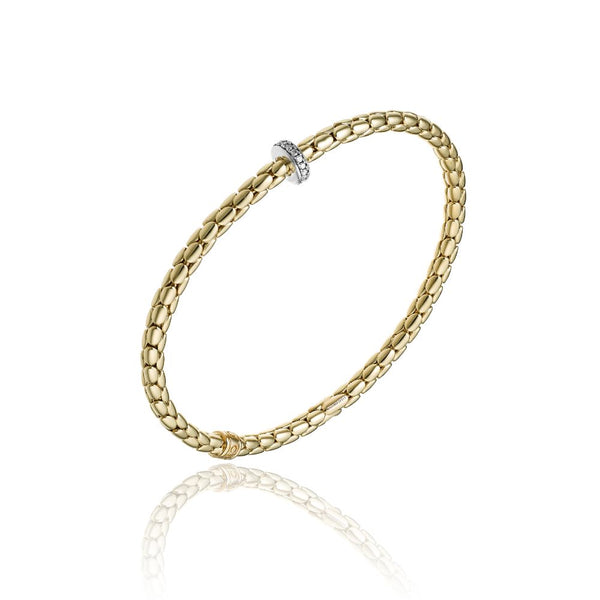 Chimento 18ct Gold Stretch Spring Bracelet  with 0.10ct White Gold Diamond Ring B1B00953B12180