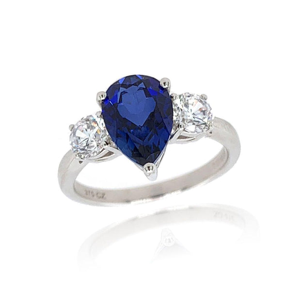 9ct White Gold Cubic Zirconia and Sapphire Ring