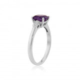 9ct White Gold 0.06ct Diamond and Amethyst Ring