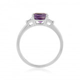 9ct White Gold Diamond and Amethyst Ring