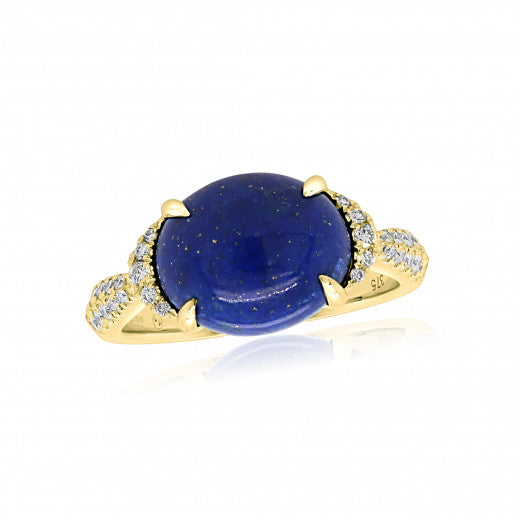 9ct Gold 0.22ct Diamond and Lapis Ring