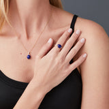 9ct Gold Diamond and Lapis Ring