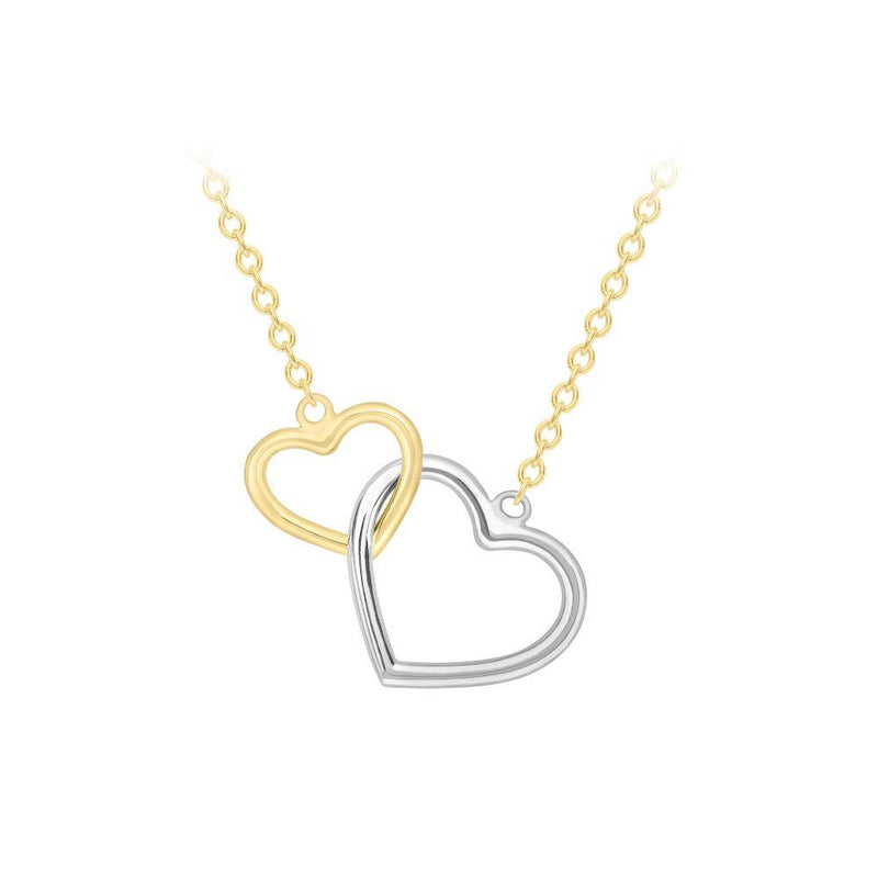 9ct 2-Colour Gold Interlocked Hearts Necklace