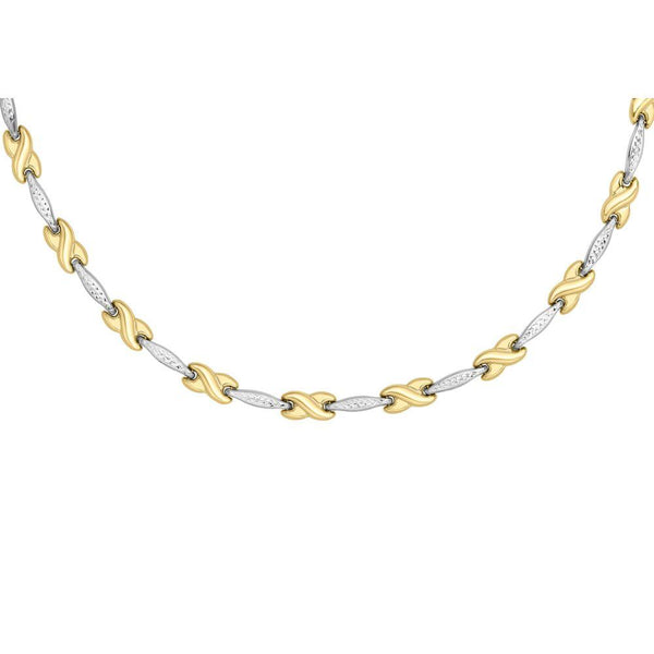 9ct Gold Two-Tone Diamond Cut Kiss Necklace