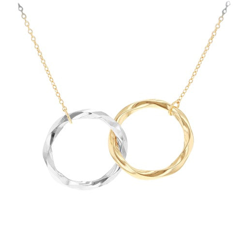 9ct 2 Tone Gold Double Circle Interlink Necklace