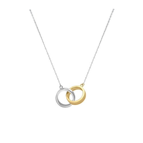 9ct 2 Tone Gold Intertwined Rings Necklace