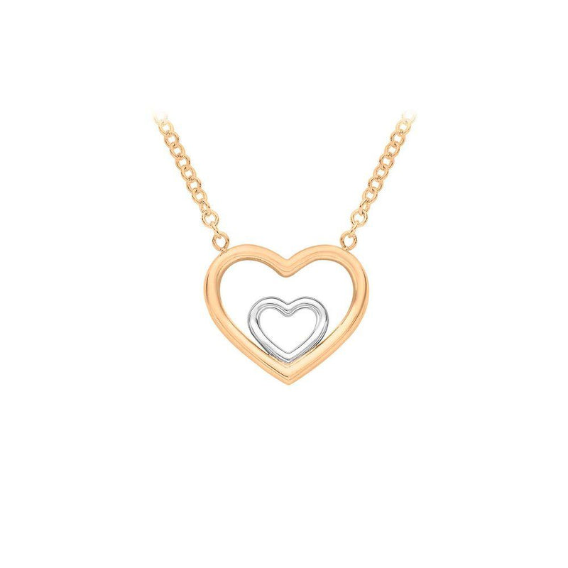 9ct Gold Two-Tone Double Heart Necklace