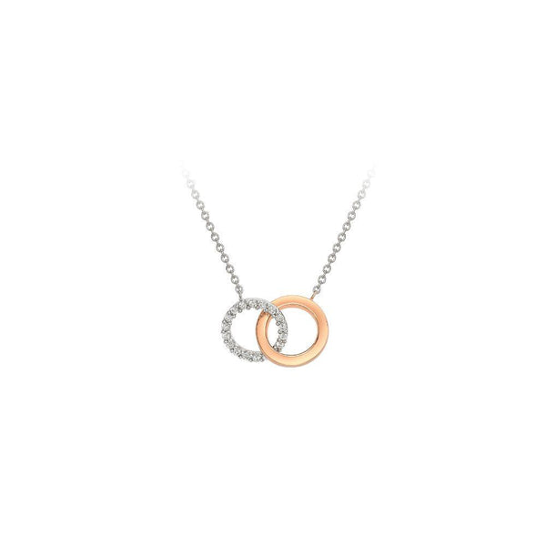 9ct White Gold Double Circle Necklace