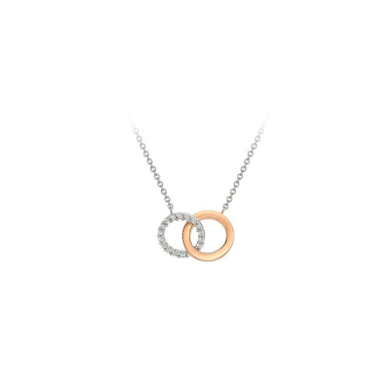 9ct White Gold Double Circle Necklace