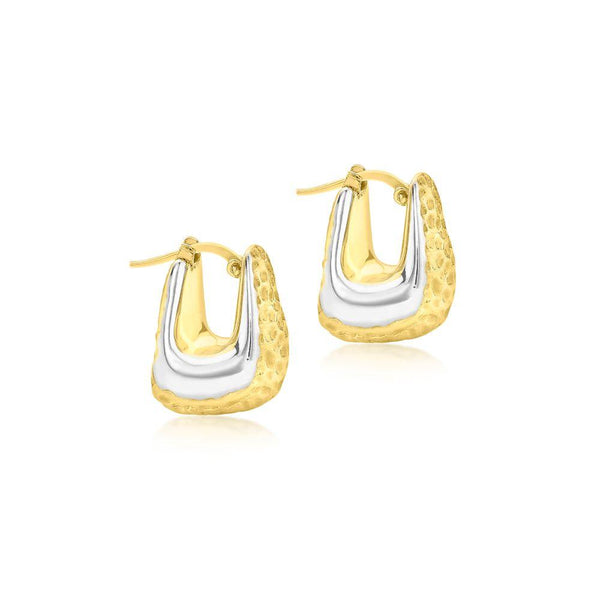 9ct Gold Two-Tone Hinged Square Earrings