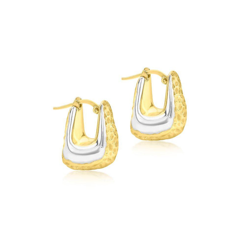 9ct Gold Two-Tone Hinged Square Earrings