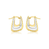 9ct Gold Two-Tone Hinged Square Earrings