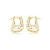 9ct Gold Two-Tone Hinged Square Earrings