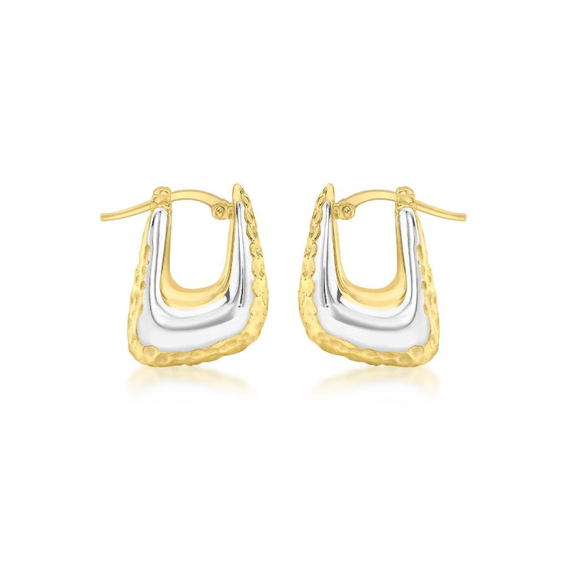 9ct Gold Two-Tone Hinged Square Earrings