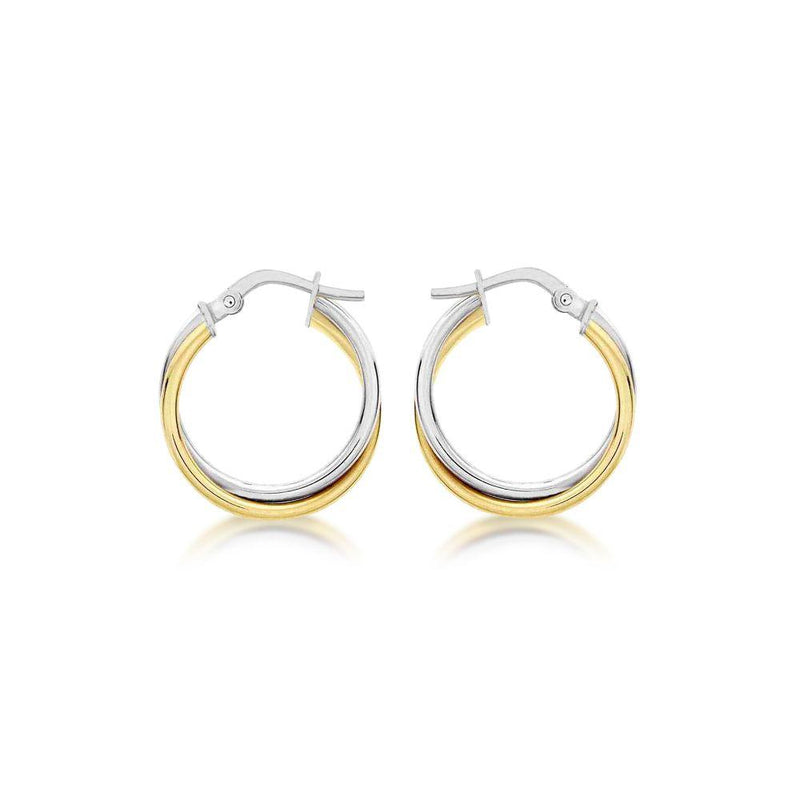 9ct Gold Two-Tone Twist 19mm Hoop Earrings