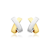 9ct Gold Two-Tone Cross Over Earrings