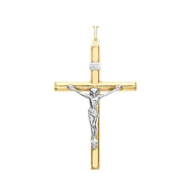 9ct Two Tone Gold Crucfix Pendant