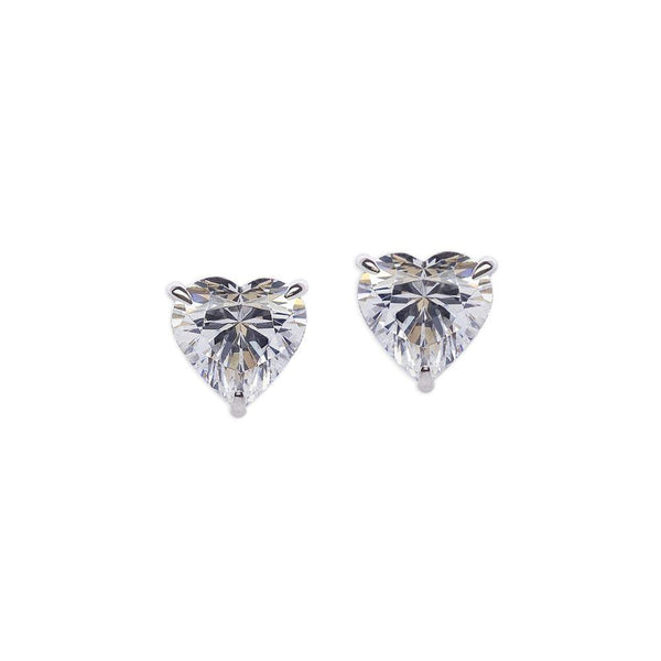 Carat London 9ct White Gold Heart Earrings