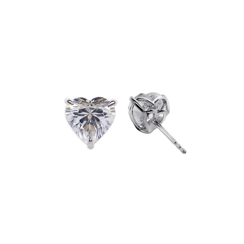 Carat London 9ct White Gold Heart Stud Earrings