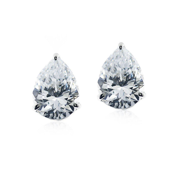 Carat London 9ct White Gold Pear Stud Earrings