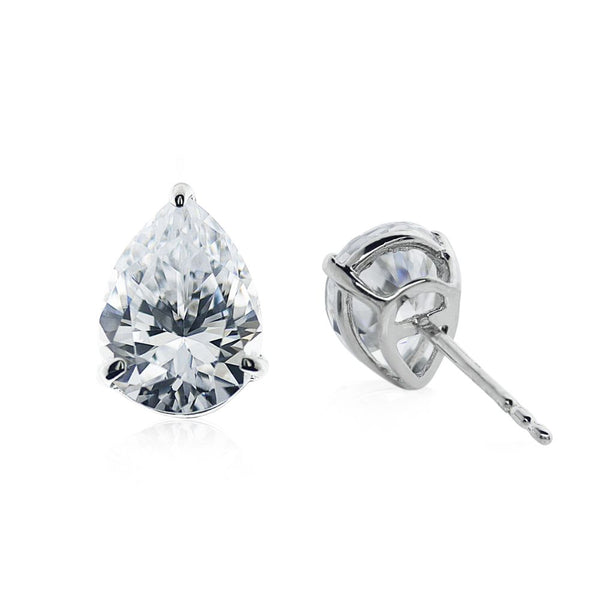 Carat London 9ct White Gold Pear Stud Earrings