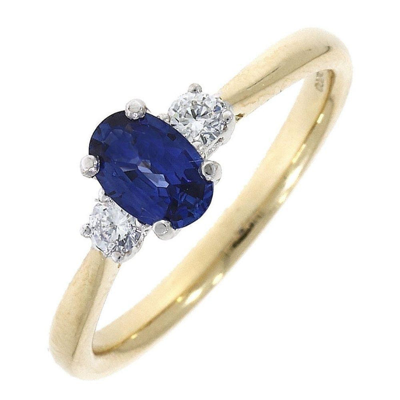 18ct Gold Sapphire Oval and Diamond Ring