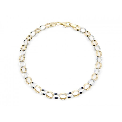 9ct Yellow and White Gold 7" Link Bracelet