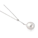 9ct White Gold Oval Pearl and Diamond Necklace 