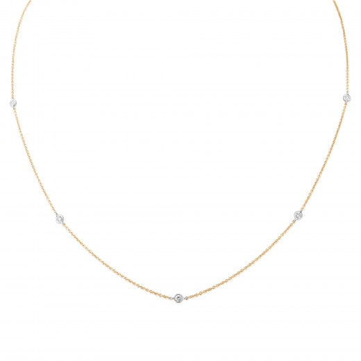 9ct Yellow and White Gold 0.15ct Diamond Necklace