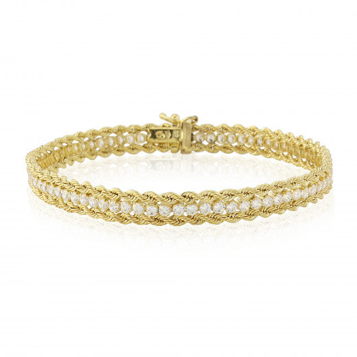 9ct Gold Cubic Zirconia Rope Bracelet