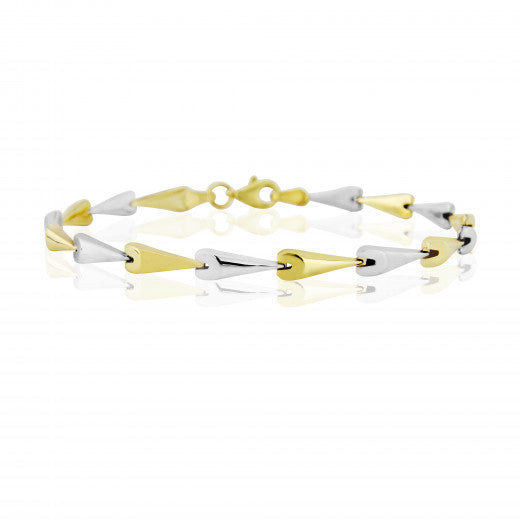9ct Yellow and White Gold 18.5cm Fancy Link Bracelet