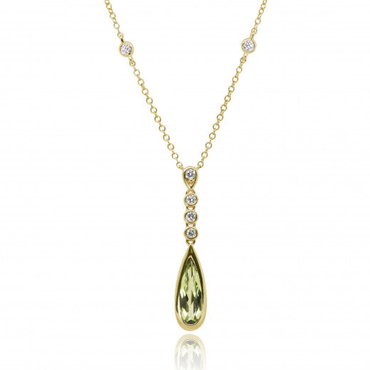 9ct Gold 0.15ct Diamond & Peridot Necklace