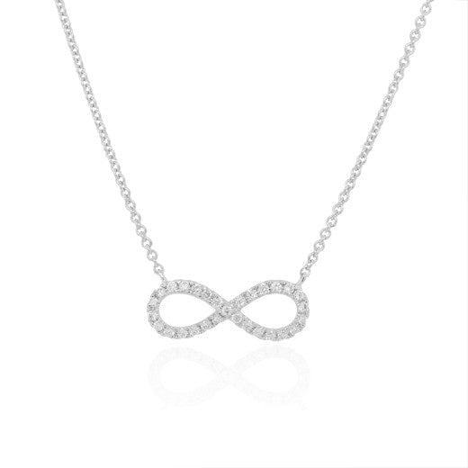 9ct White Gold 0.09ct Diamond Infinity Necklace