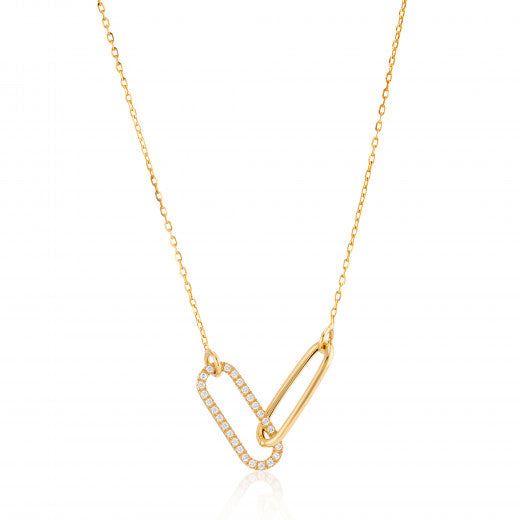 9ct Gold Double Link Cubic Zirconia 18" Necklace